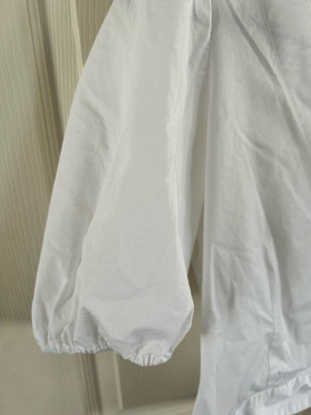 Banana Republic White Wrap Tie Puff-Sleeve Blouse Sz Med Summer Business Casual - Picture 6 of 16
